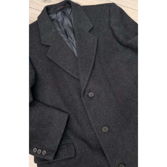 Nino Cerruti Men 42R Gray Overcoat Wool Cashmere Blend Trench Coat Lined - Picture 1 of 8